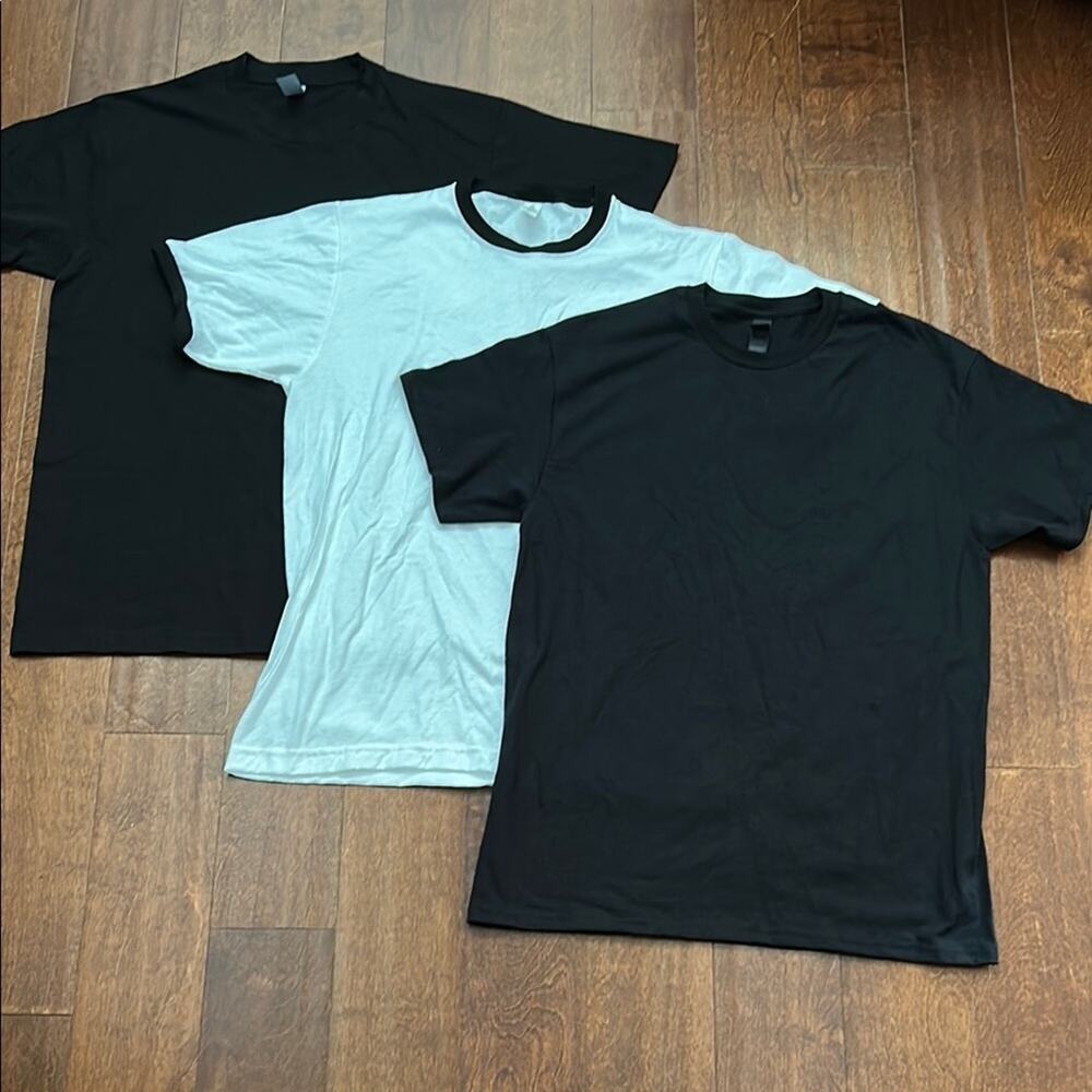 Set of Three Men’s Black and White Short Sleeve Tees, 100% Cotton, Size M, NWOT